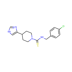 S=C(NCc1ccc(Cl)cc1)N1CCC(c2c[nH]cn2)CC1 ZINC000013808017