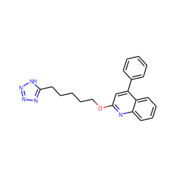 c1ccc(-c2cc(OCCCCCc3nnn[nH]3)nc3ccccc23)cc1 ZINC000013729687