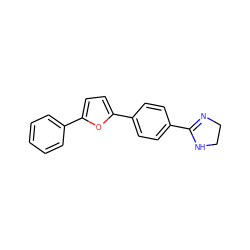 c1ccc(-c2ccc(-c3ccc(C4=NCCN4)cc3)o2)cc1 ZINC000001758867