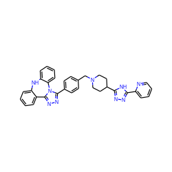c1ccc(-c2nnc(C3CCN(Cc4ccc(-c5nnc6n5-c5ccccc5Nc5ccccc5-6)cc4)CC3)[nH]2)nc1 ZINC000142469204