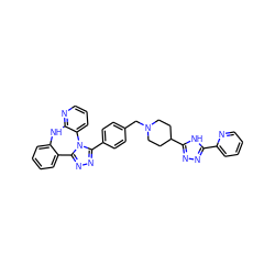 c1ccc(-c2nnc(C3CCN(Cc4ccc(-c5nnc6n5-c5cccnc5Nc5ccccc5-6)cc4)CC3)[nH]2)nc1 ZINC000096173993