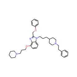 c1ccc(CCN2CCC(CCCn3c(COc4ccccc4)nc4c(OCCCN5CCCCC5)cccc43)CC2)cc1 ZINC000027718420