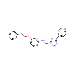 c1ccc(CCOc2cccc(NCc3nc(-c4ccncc4)n[nH]3)c2)cc1 ZINC001772634738