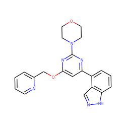 c1ccc(COc2cc(-c3cccc4[nH]ncc34)nc(N3CCOCC3)n2)nc1 ZINC000066251812