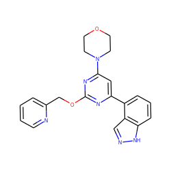 c1ccc(COc2nc(-c3cccc4[nH]ncc34)cc(N3CCOCC3)n2)nc1 ZINC000066258310