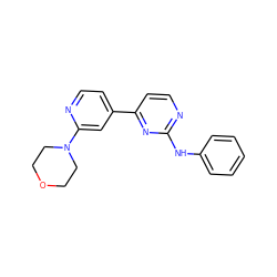c1ccc(Nc2nccc(-c3ccnc(N4CCOCC4)c3)n2)cc1 ZINC000095573799