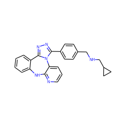 c1ccc2c(c1)Nc1ncccc1-n1c(-c3ccc(CNCC4CC4)cc3)nnc1-2 ZINC000096174026