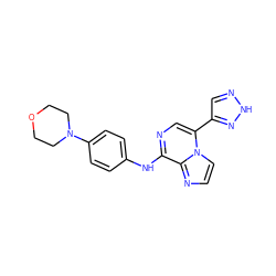 c1cn2c(-c3cn[nH]n3)cnc(Nc3ccc(N4CCOCC4)cc3)c2n1 ZINC000073315608