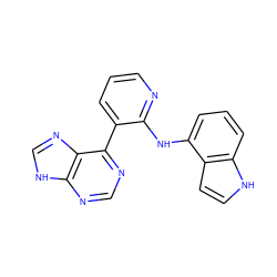c1cnc(Nc2cccc3[nH]ccc23)c(-c2ncnc3[nH]cnc23)c1 ZINC000113240810