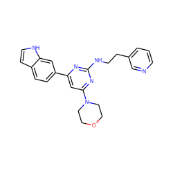 c1cncc(CCNc2nc(-c3ccc4cc[nH]c4c3)cc(N3CCOCC3)n2)c1 ZINC000060325261