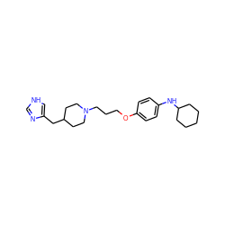 c1nc(CC2CCN(CCCOc3ccc(NC4CCCCC4)cc3)CC2)c[nH]1 ZINC000028569607