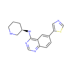 c1nc(N[C@@H]2CCCNC2)c2cc(-c3cncs3)ccc2n1 ZINC000299850569