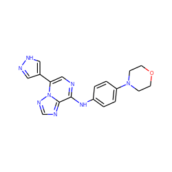 c1nc2c(Nc3ccc(N4CCOCC4)cc3)ncc(-c3cn[nH]c3)n2n1 ZINC000073311452